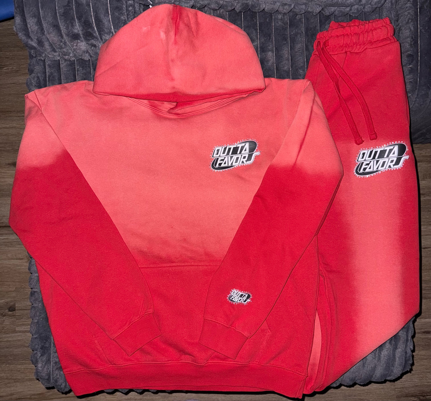 Outta Favors Fire Red Sun Washed Sweatsuit (Set)