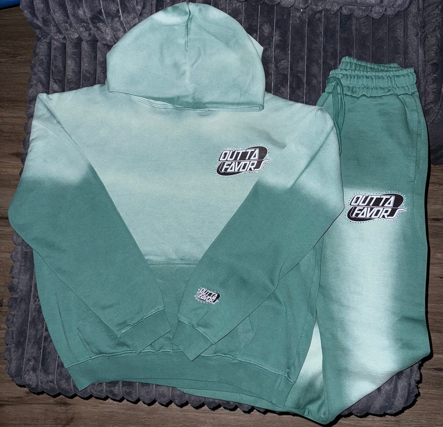 Outta Favors Eurasian Teal Sun Washed Sweatsuit (Set)