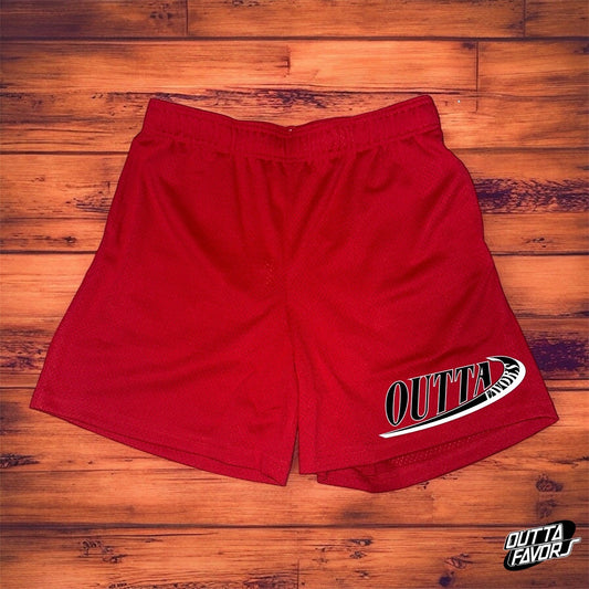 Outta Favors Varsity Red Mesh Shorts