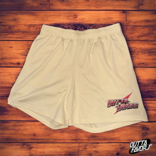 Outta Favors Cream Yellow Mesh Shorts
