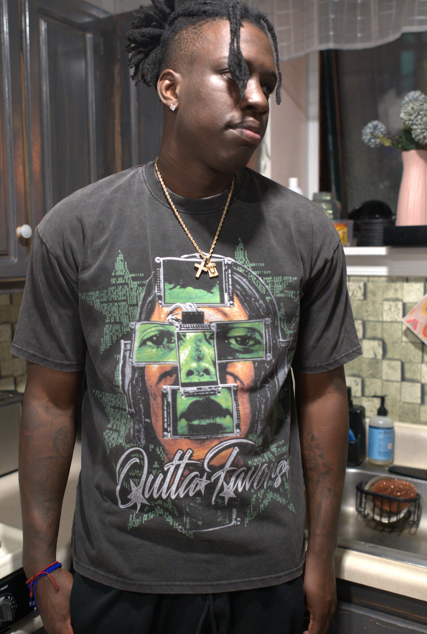 Outta Favors "Green Coded" Wash Tee